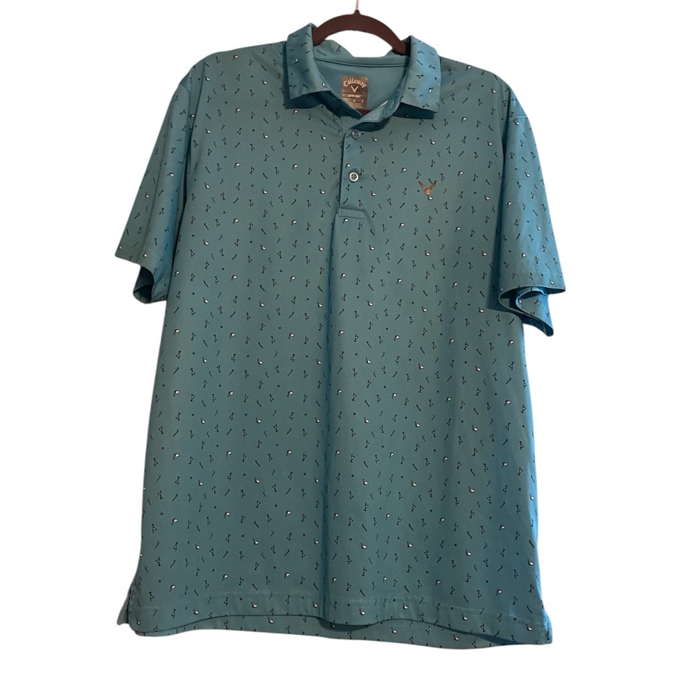Callaway‎ Men’s Large Golf Polo Opti-Dri Blue Martini Print Performance Shirt